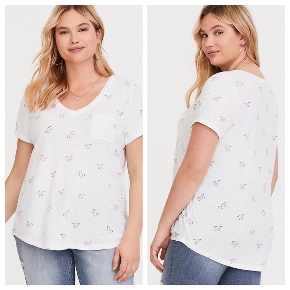 Torrid White Unicorn Classic Pocket Tee Size 1 - Picture 2 of 8